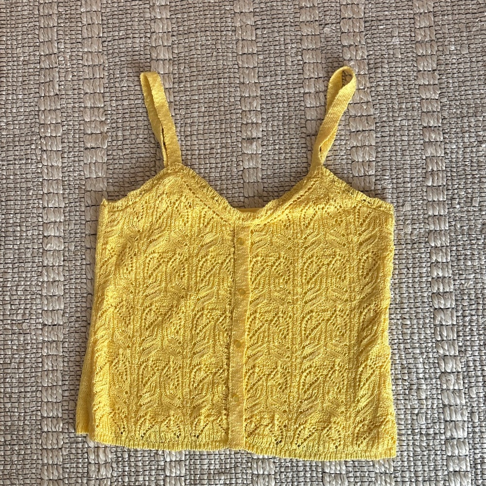 LC Lauren Conrad Yellow Lace Knit Camisole